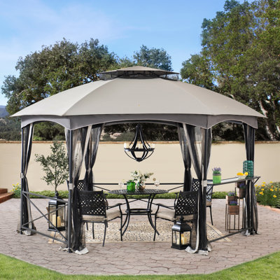 Sunjoy 14.7 ft. x 14.7 ft. 2-tone  Steel Gazebo with 2-tier Dome Roof