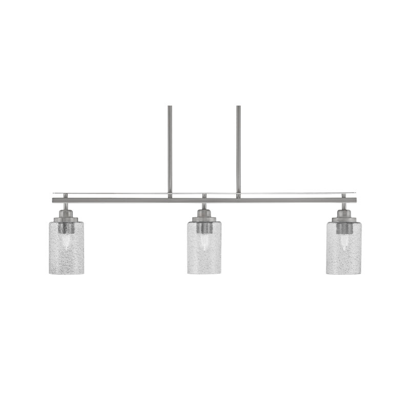 Luminaire d'îlot à 3 lumières avec verre de 4 po Odyssey, Bulles / fumée, Nickel brossé