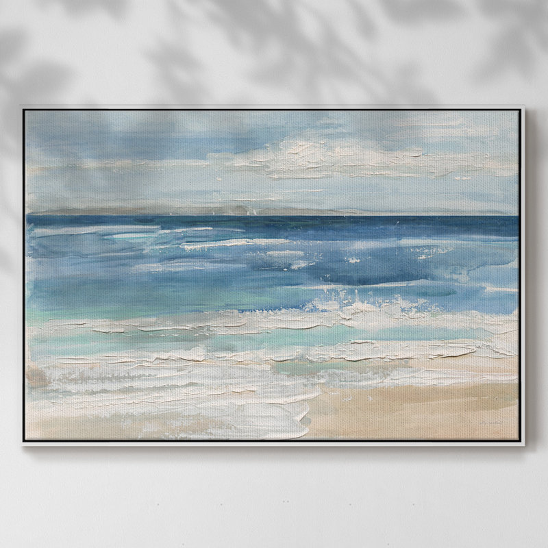 " Ocean Waves I ", 25" H x 37" W x 2" D, White Framed Canvas