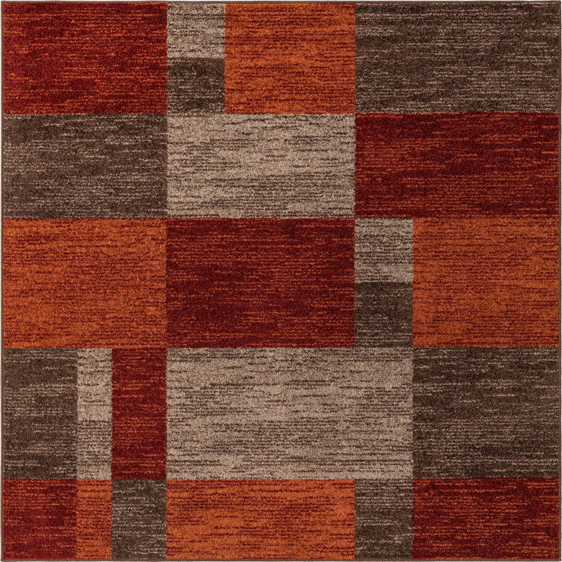 Tapis brun foncé Alair, Carré 7 pi 10 po