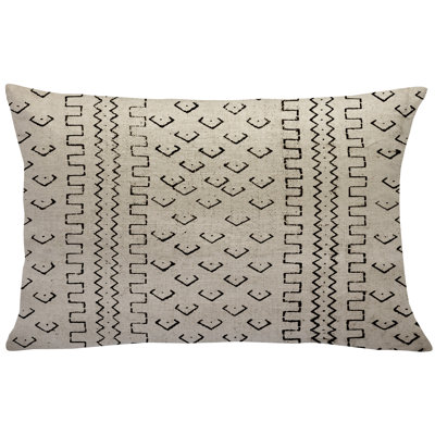  Mud Cloth Linen Lumbar Pillow