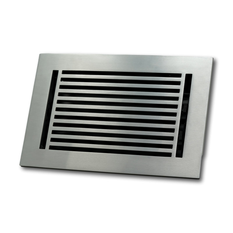 Registre linéaire de fixation au sol / mural en métal, Satin brossé, L 10 po x l 4 po x H 2,75 po