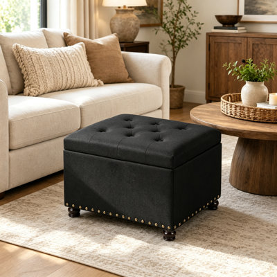 Repose-pieds de rangement en tissu 24 po avec repose-pieds rectangulaire pour le salon