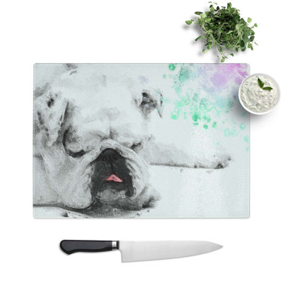 Tempered Glass Sleeping British Bulldog Chopping Board