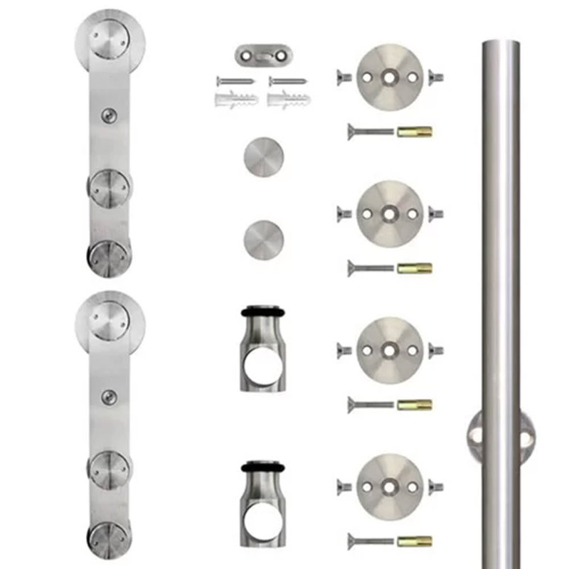 Stainless Steel Stick Strap Rolling Barn Door Hardware Kit