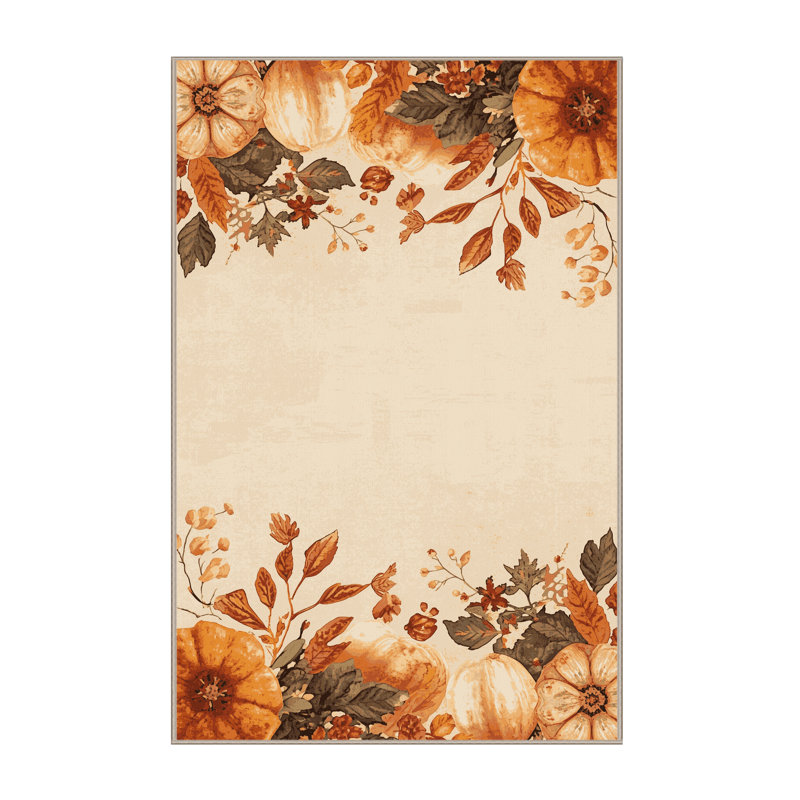 Tapis abstrait moderne et contemporain lavable à la machine Alderamin - beige, 7 x 9