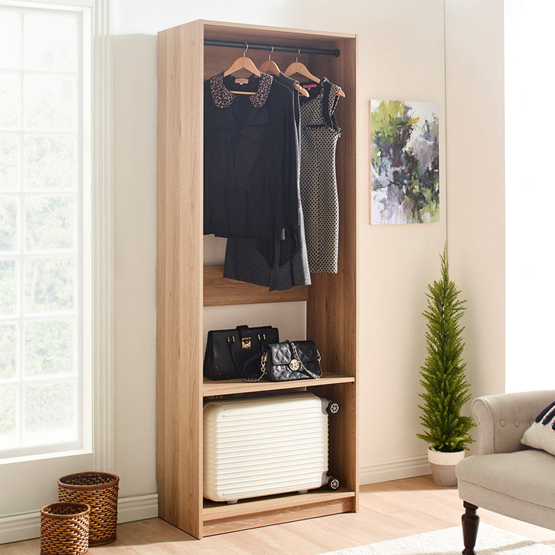 Garde-robe en bois Kalinikos 32 po avec trois tablettes, Chêne