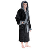 Yasmeli Fleece Mid-Calf Bathrobe with Pockets and Hood