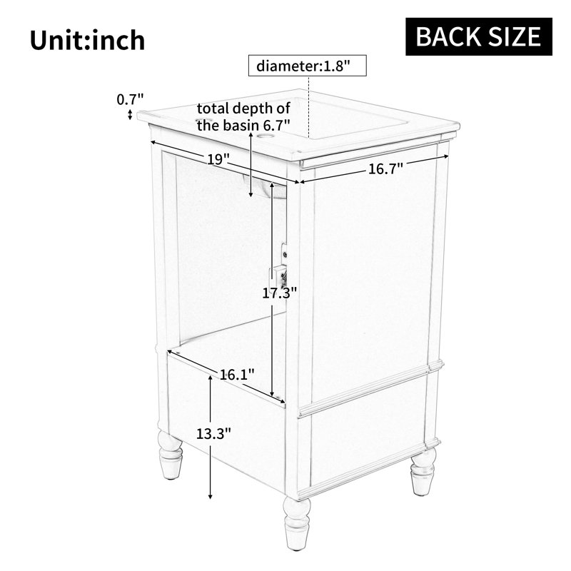 Free-Standing 20'' Bathroom Vanity With Ceramic Top