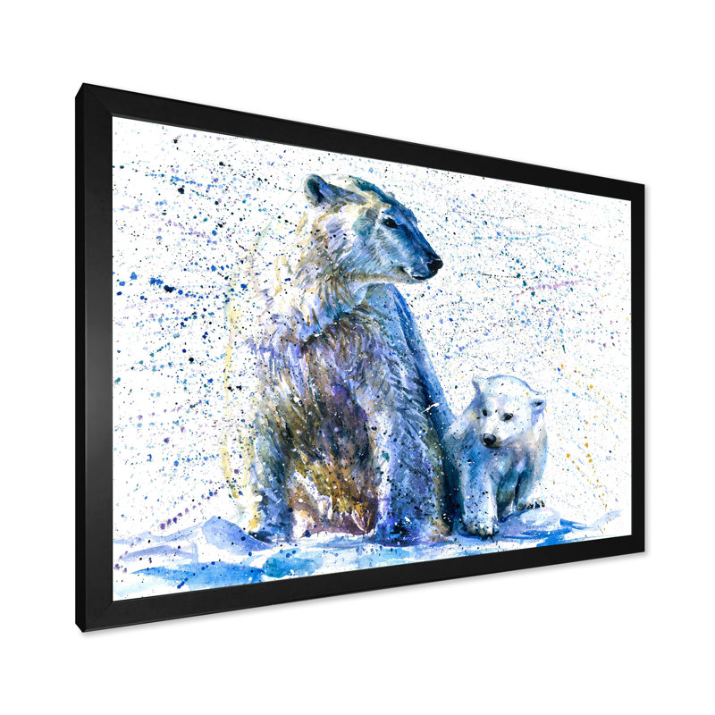 Oiseaux polaires de la faune - reproduction de cadre flottant sur toile, H 30 po x l 40 po x P 1,5 po, Cadre noir