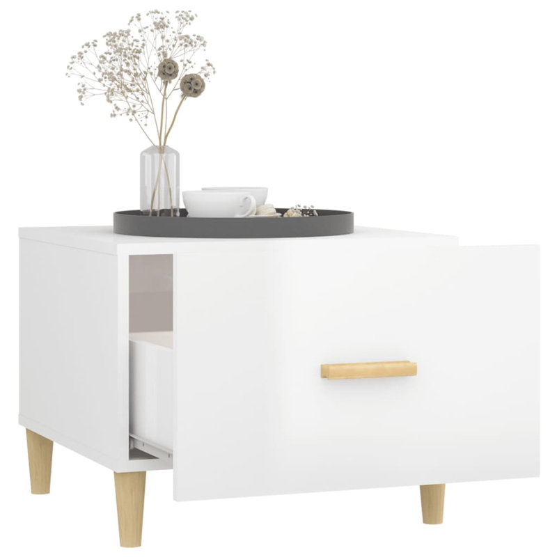Liverpool Side Table with Storage, High Gloss White