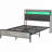 Bed Frame with Storage Headboard, Platform Bed Frame with LED Lights-268660837-293183454