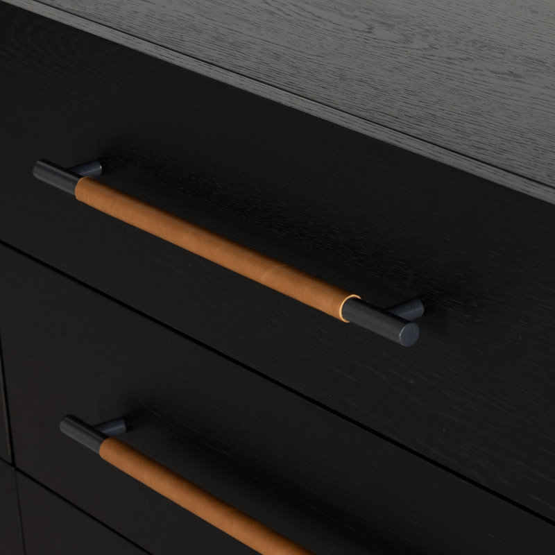 Rosedale 6 Drawer Dresser-Yucca Oak, Ebony Oak