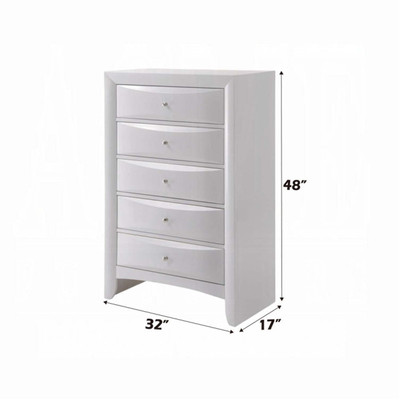 Commode 5 tiroirs Ireland, finition blanche, Blanc