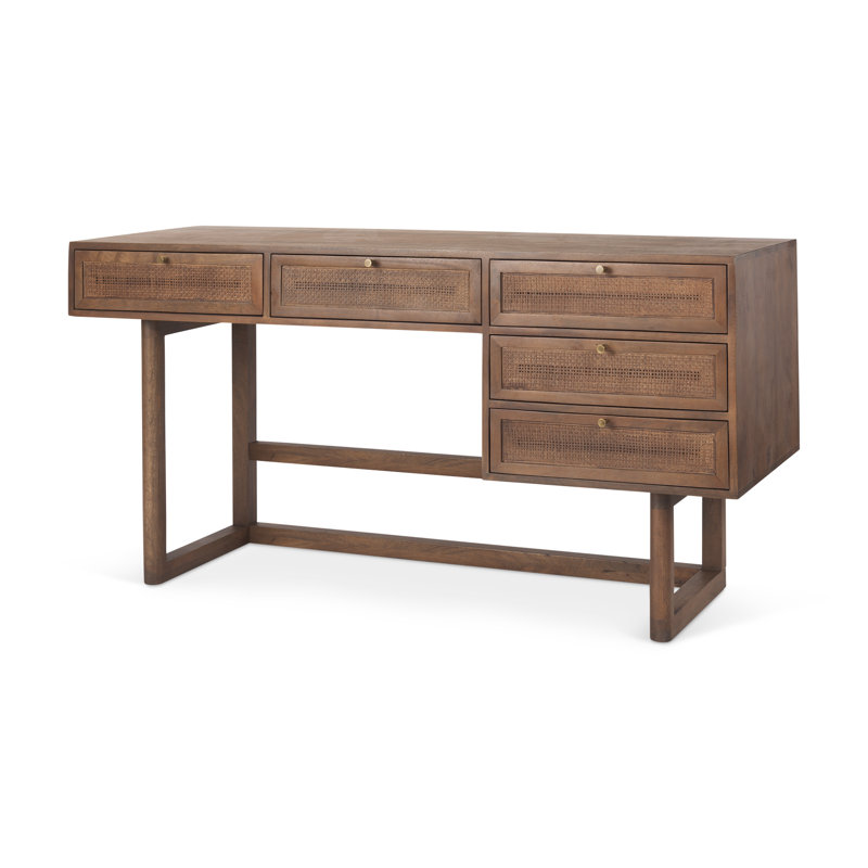 Bureau en bois massif Cinna, Brun moyen