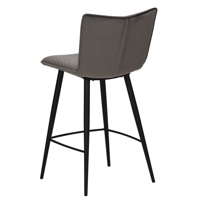 Upholstered Counter Stool with Metal Frame, Grey