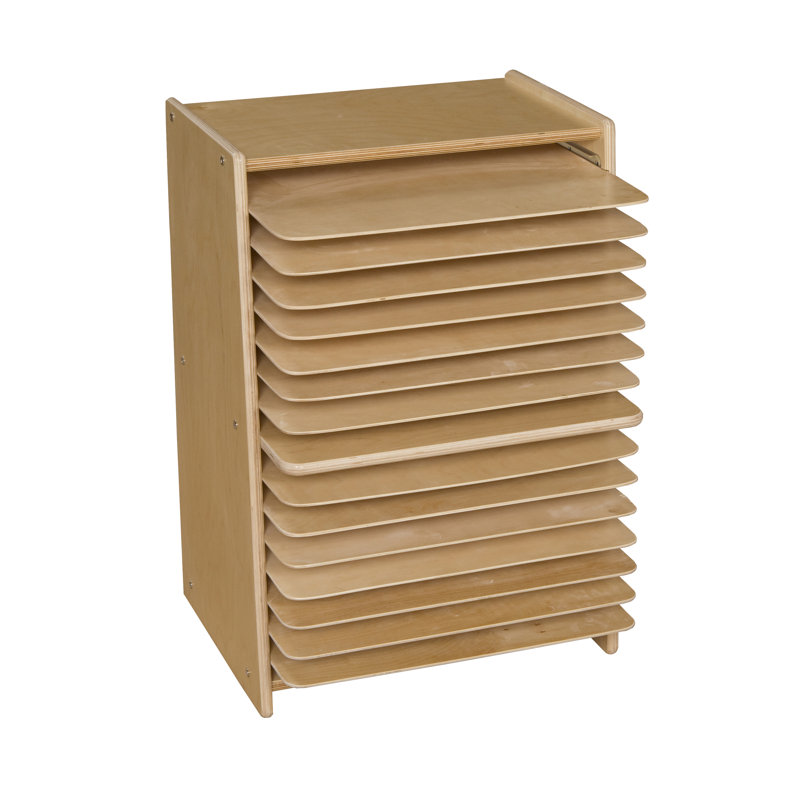 Natural Plywood Mobile Drying and Storage Rack with 15 Shelves