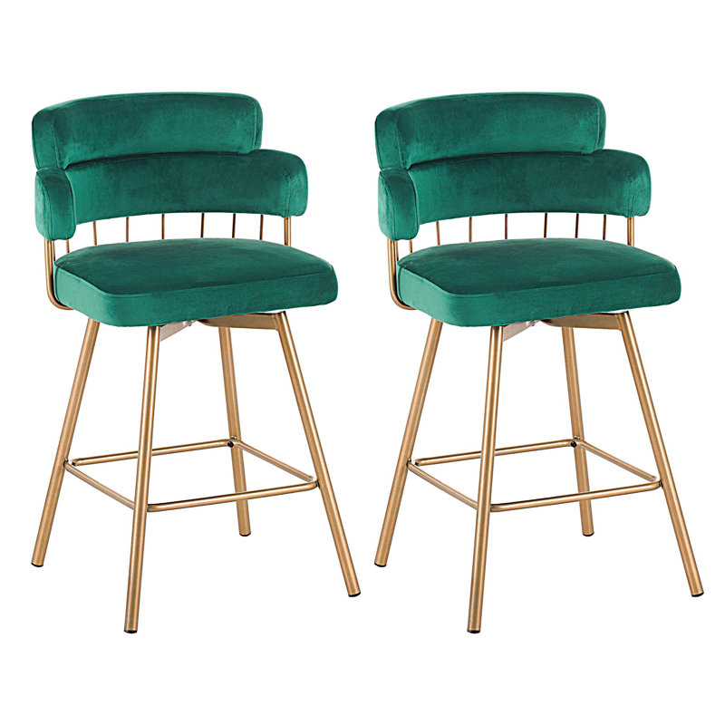 Tabourets de bar pivotants à 180 ° avec dossier et pieds en métal, tabourets de bar à hauteur de comptoir de 26 po (ensemble de 2)
