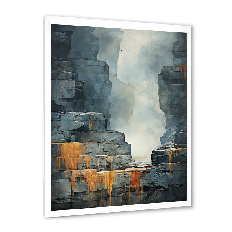 «Waterfall Cliff Adventure» sur toile, Cadre simple blanc, H 44 po x l 34 po x P 1,5 po