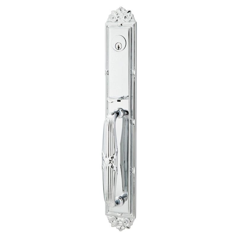 Emtek Imperial Full Length Double Cylinder Tubular Entryset, Cortina Lever, Polished Chrome, Left Handed