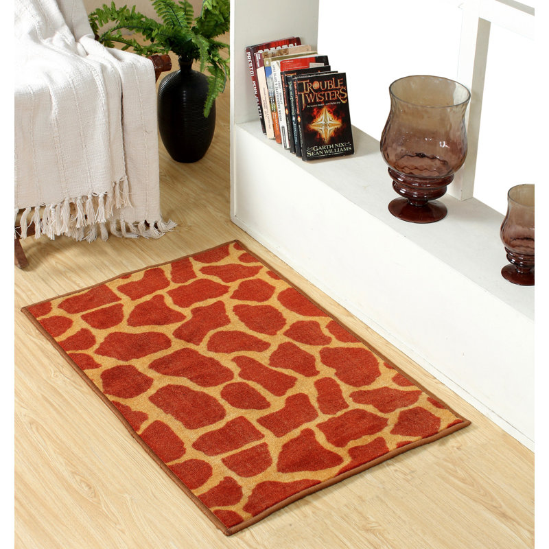 Tapis orange à imprimé animal, Rectangle de 10 pi x 14 pi