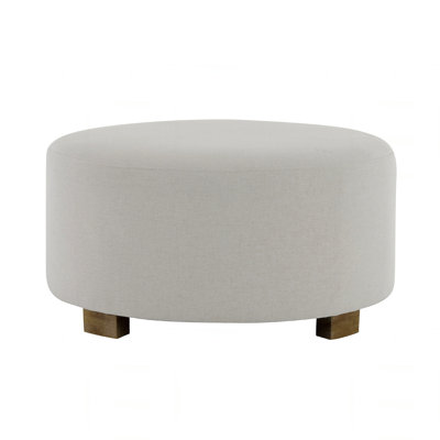 Fabric Round Ottoman with Wooden Legs