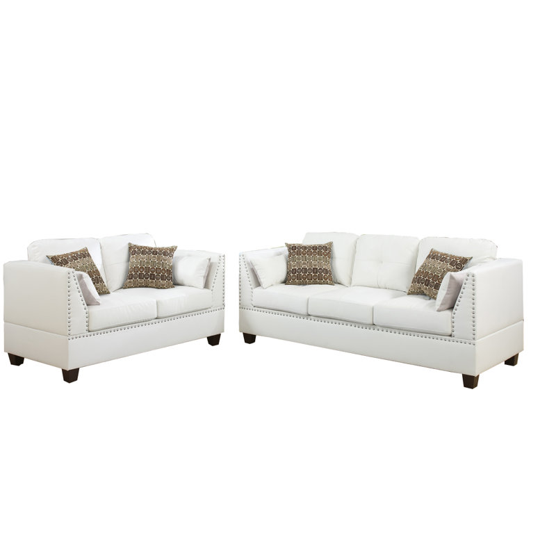 2 - Piece Faux Leather Living Room Set, White