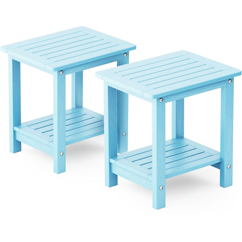 Khosrow Rectangular HIPS Outdoor Side Table, Blue