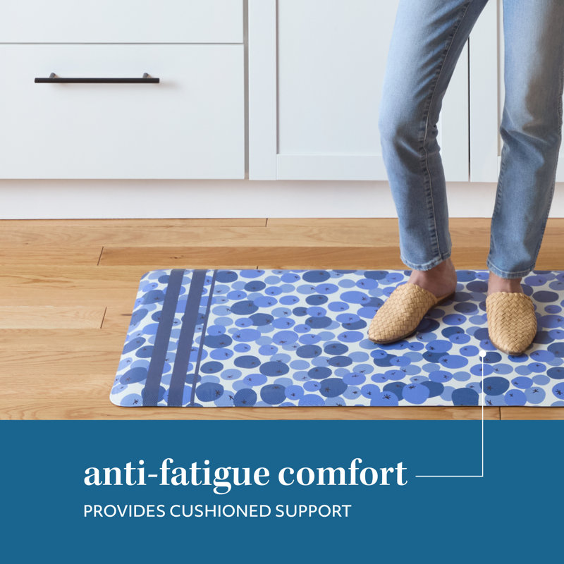Blue and White PVC Anti-Fatigue Kitchen Runner Mat
