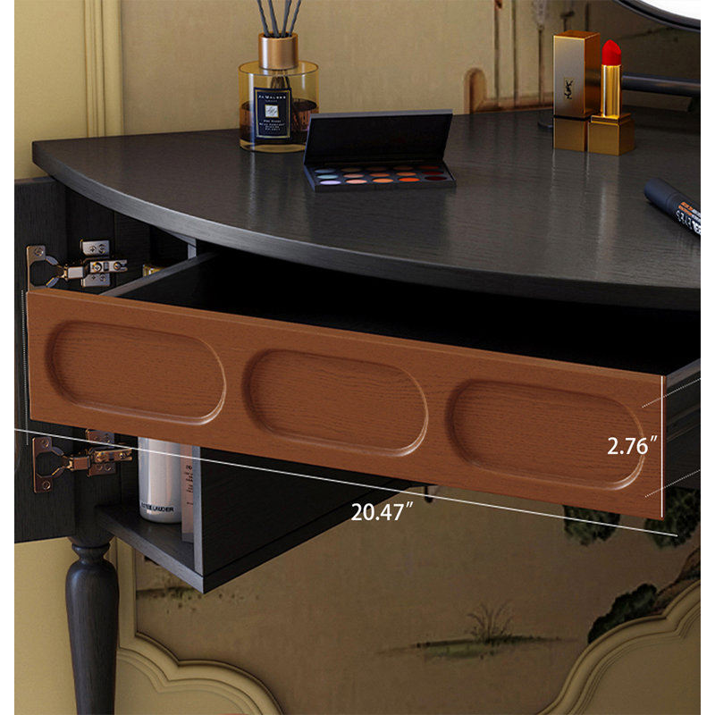 Coiffeuse triangulaire vintage en bois massif de style français pour petite chambre