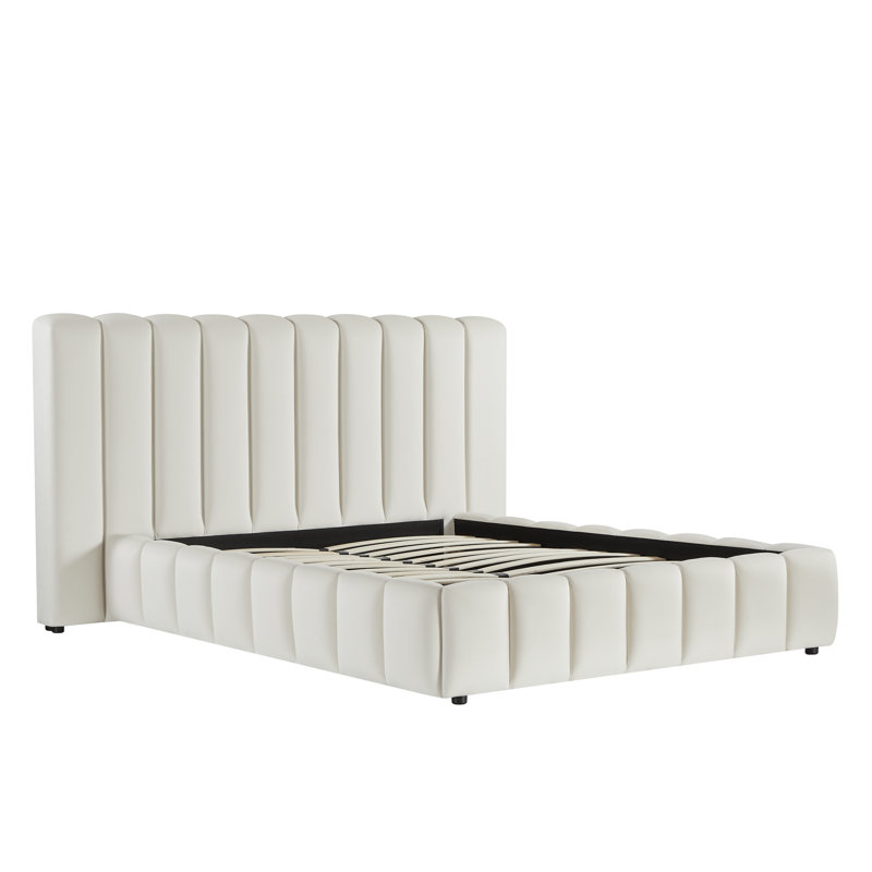 Lit plateforme tapissier Angel, King, Cream