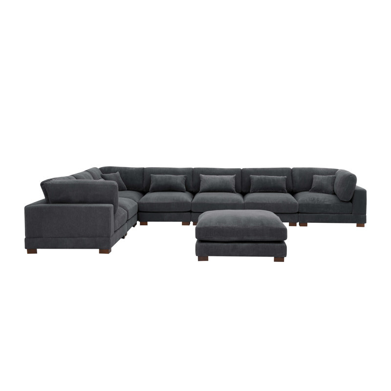 Willesden  Modular Corduroy Sectional, Dark Gray Corduroy