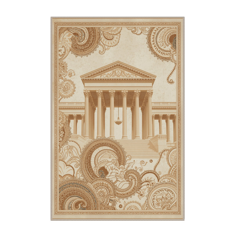 Machine Washable Paublo White House Dc Classic Oriental Rug in Beige – Beige Binding, 4x6