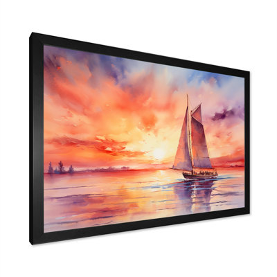 Pastel Colors Sailboat Sunset II - Boat Sailing Wall Art
