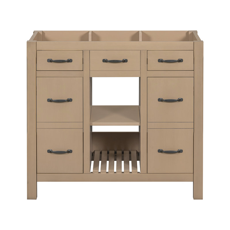 Armoire de rangement de salle de bain moderne avec 2 tiroirs et 2 armoires NON INCLUSES, Bois