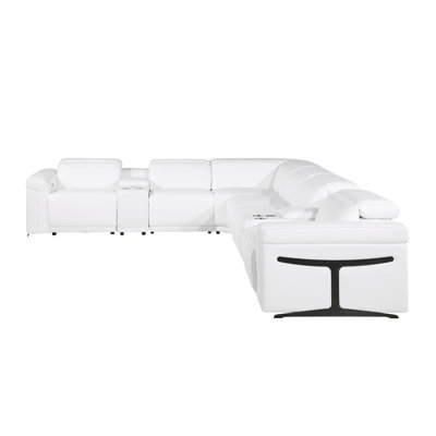 Suhur 8-Piece Top Grain Italian Leather Power Reclining Chaise Sectional