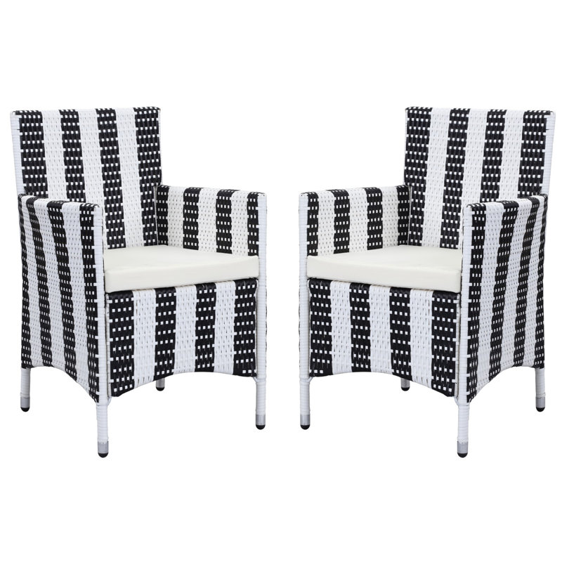 Chaise de patio avec coussin Astrid, Noir / Blanc
