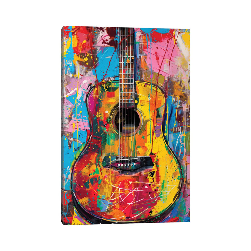 Acoustic Guitar "Harmonic Strings" by Rockchromatic - Gallery-Wrapped Canvas Giclée on Canvas, Wrapped Canvas, Does Not Apply