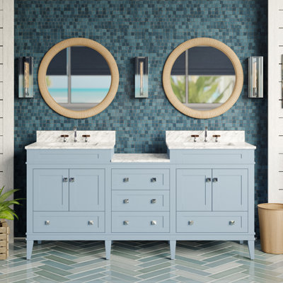 Frankfurt 72'' Double Bathroom Vanity with Carrara Marble Top
