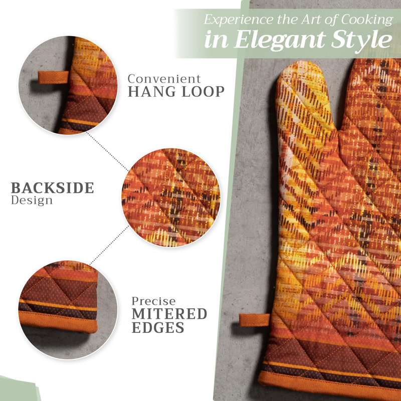 Gant de cuisine Maison d'Hermine à motif tartan de l'Action de grâce, 100 % coton - 19 cm x 33 cm