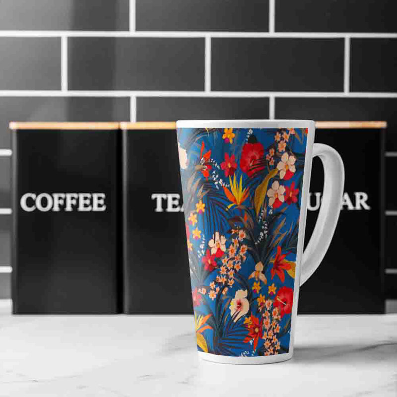 Bright Tropical Flowers & Plants Latte Mug