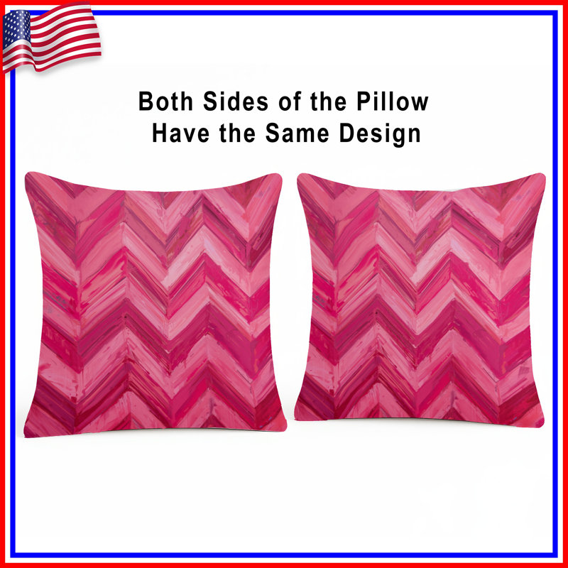 Coussins en zigzag rose, 16 po x 16 po