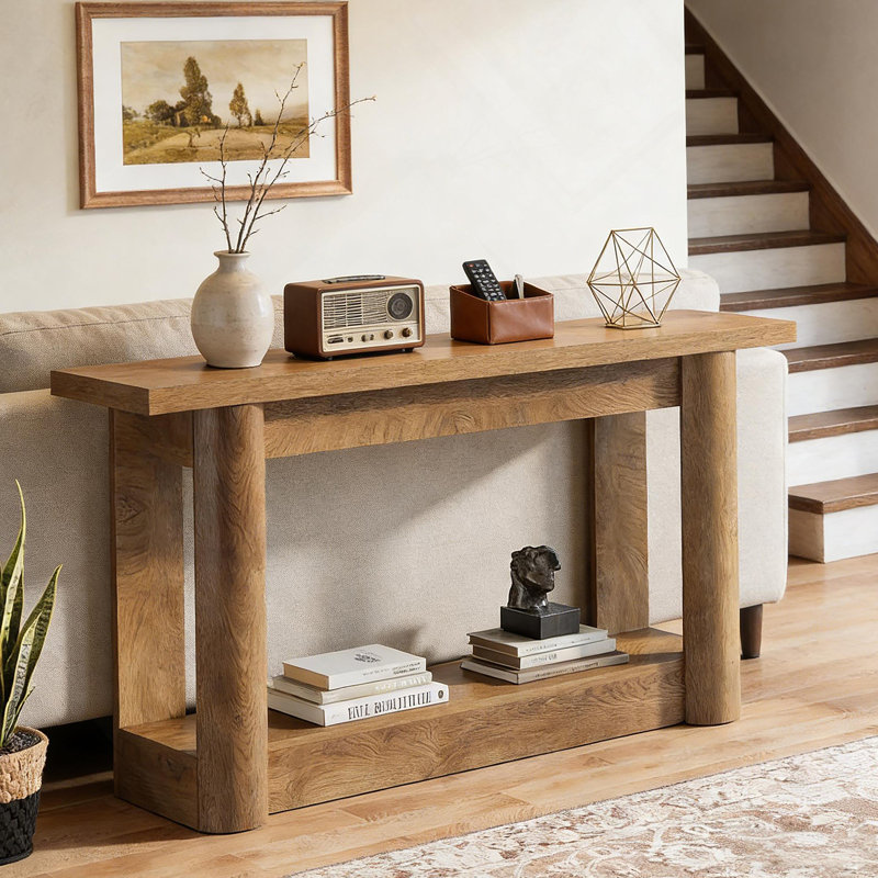2-Tier Foyer Table,Entryway Sofa Table,Console Table, Brown Oak