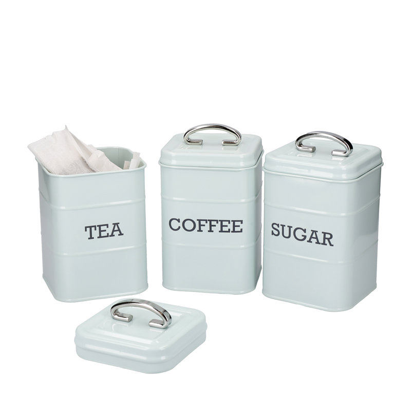 Living Nostalgia Coffee, Tea, and Sugar Canisters, Duck Egg