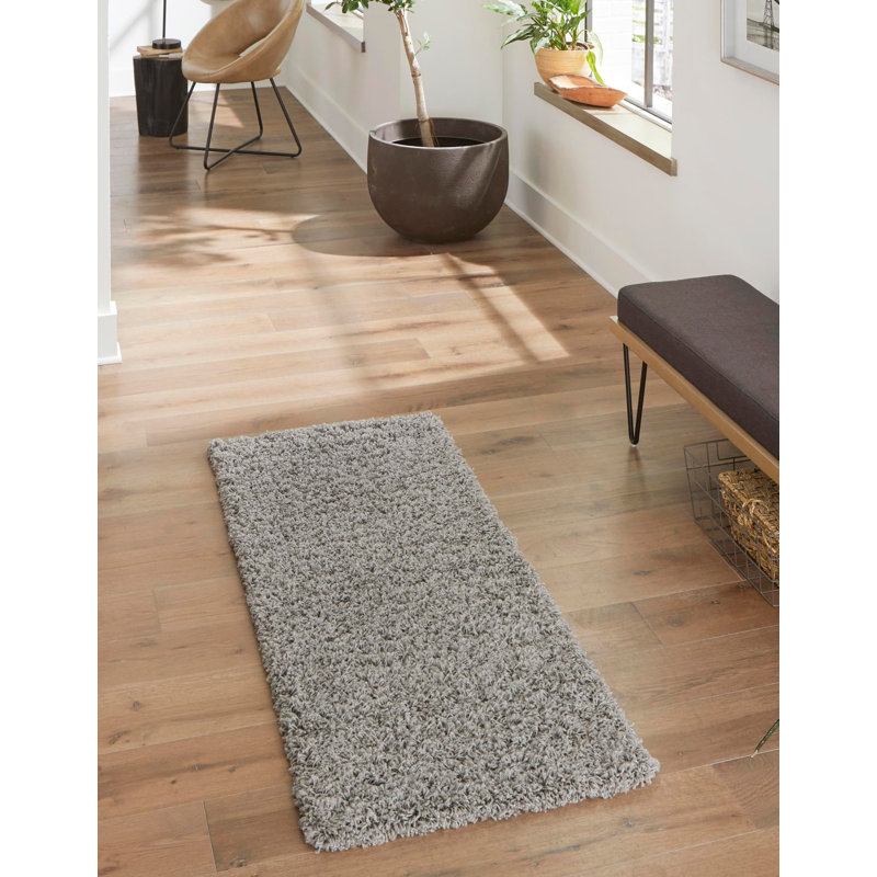 Tapis Santosha à poils longs, Tapis de couloir 2 pi 7 po x 10 pi, Gris nuageux