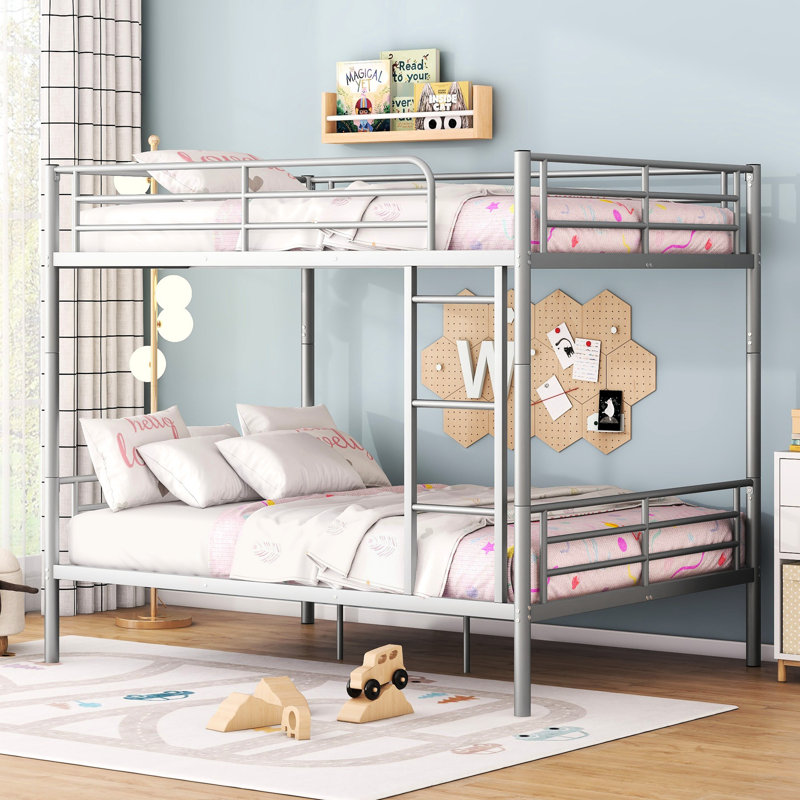 Sliver Full Over Bunk Bed - Provides Adequate Sleeping Area Metal Bed, Space Efficient Solution, Silver, Full Over Full