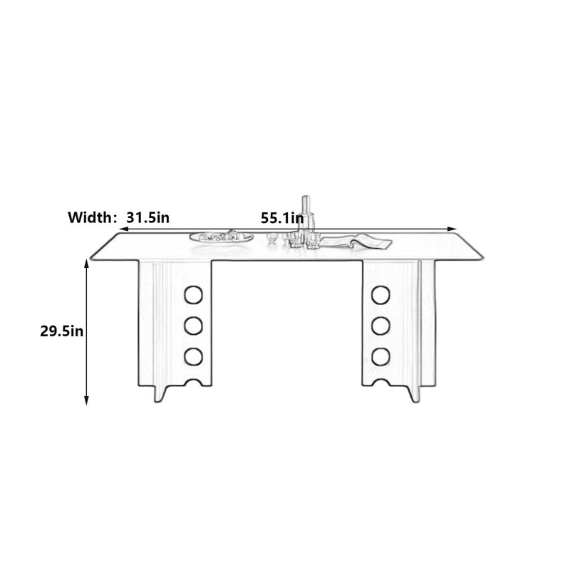 Table de salle à manger style français en marbre, H 29,5 po x L 55,1 po x l 31,5 po