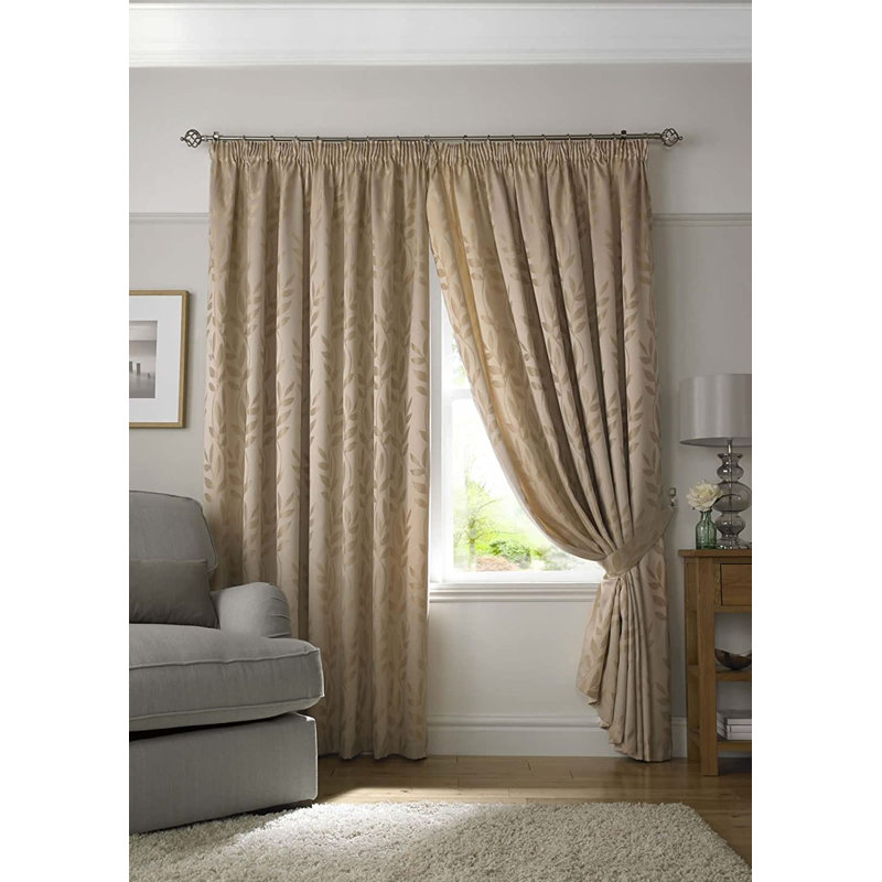 Becquere Ring Top Room Darkening Curtains, Cream, 116 W x 137cm D 