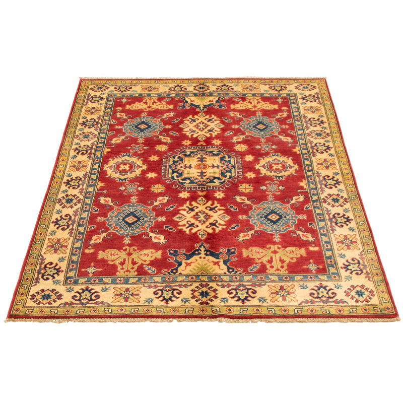 Tapis rouge Gazni noué à la main 5 pi 1 po x 6 pi 9 po
