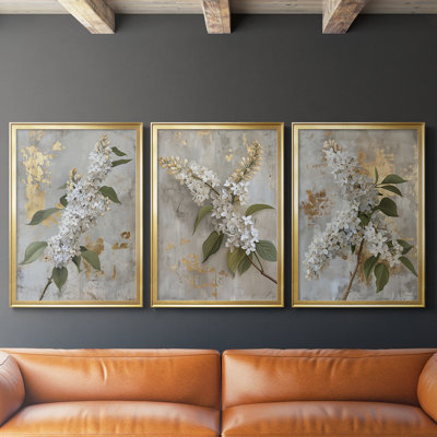 FLORAL Series CCLVI  -Custom Framed  Wrapped Gallery Canvas - 3 Pieces